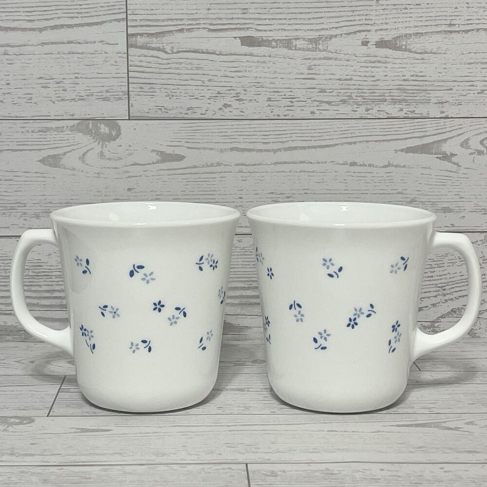*SET OF 2* Vintage PROVINCIAL BLUE Corning Ware Blue Flowers Coffee/Tea/Cocoa